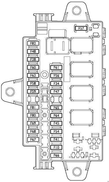 Detailní schéma pojistkové skříňky pod palubní deskou pro roky 2002-2006.