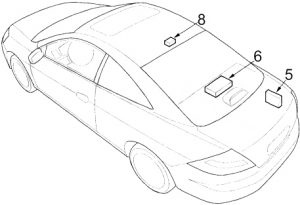 Pojistková skříňka v kabině kupé Honda Accord (2003-2007).