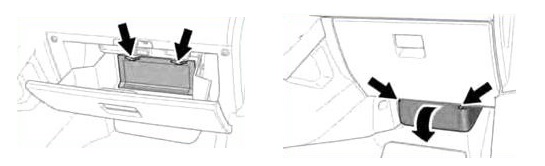 Dva bloky pojistek v kabině Land Rover Range Rover Evoque.