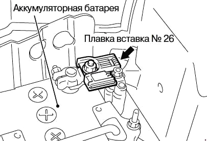 Hlavní vysokovýkonná cartridge pojistka na kladném terminálu baterie.