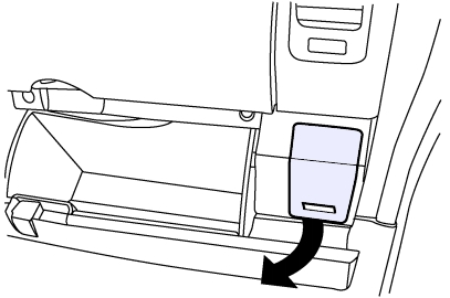 Detail panelu přístrojů Nissan Xterra s popisem pojistek zapalovače.