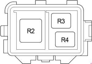 Diagram pojistkové skříňky relé v motorovém prostoru.