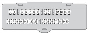 Celkový pohled na pojistkovou skříňku pro systém elektronické kontroly klapky.