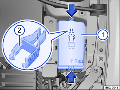 Detail motorového prostoru s odemčeným krytem pojistkové skříňky.