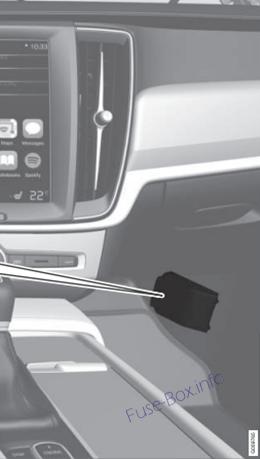 Schéma pojistek Volvo S90 (2017-2019) pro motorový prostor.