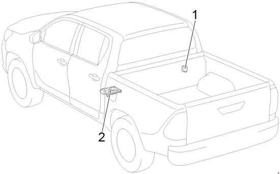 Diagram dodatečných prvků elektrického systému vozidla.